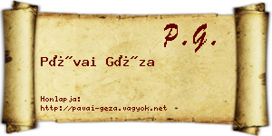 Pávai Géza névjegykártya